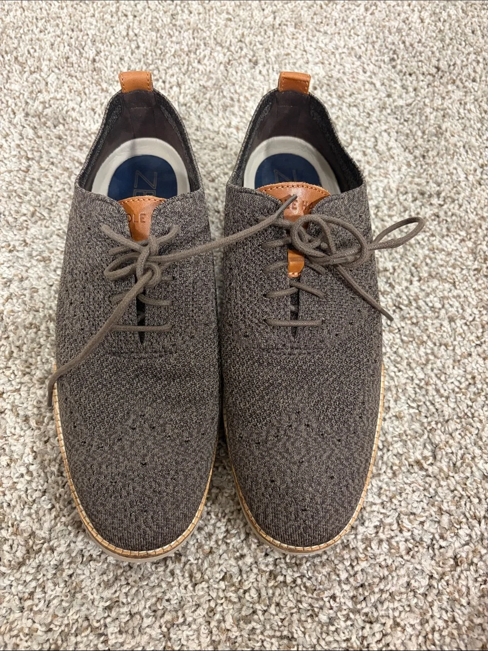 Cole Haan Brown Knit Lace-Up Oxfords